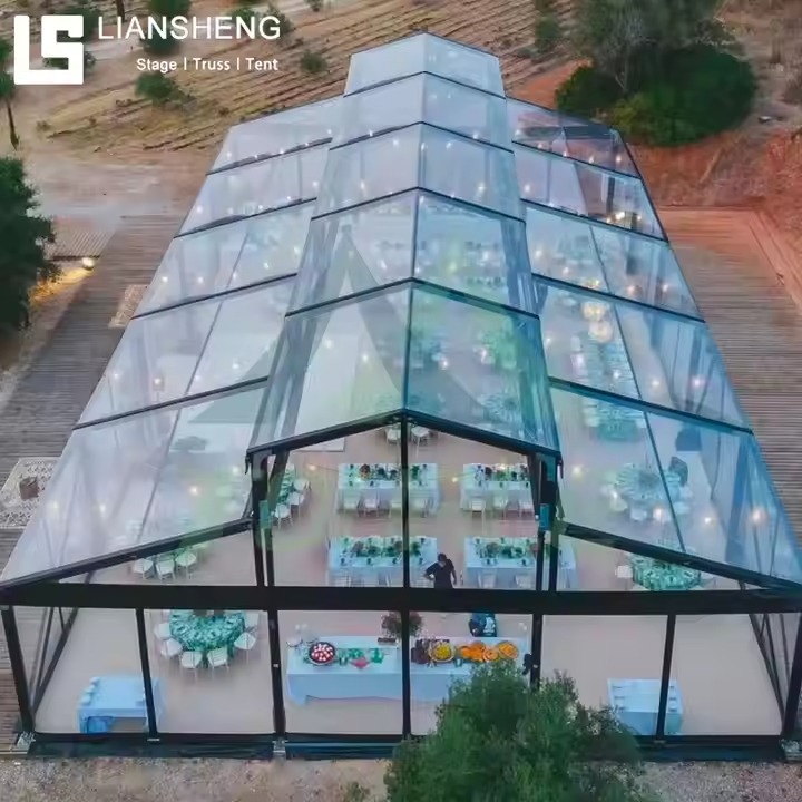 Neuankömmling Hochzeitszelte mit schwarzem Rahmen, Atrium, Veranstaltungsort, Struktur, Festzelt mit Glaswandstruktur, Zelt für Partys und Veranstaltungen