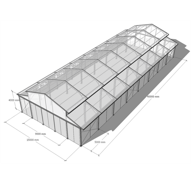 15 x 40 m großes Hochzeitsfestzelt mit 300 Sitzplätzen, transparentes Partyzelt mit schwarzem Rahmen, Atrium-Veranstaltungszelte für Veranstaltungen im Freien
