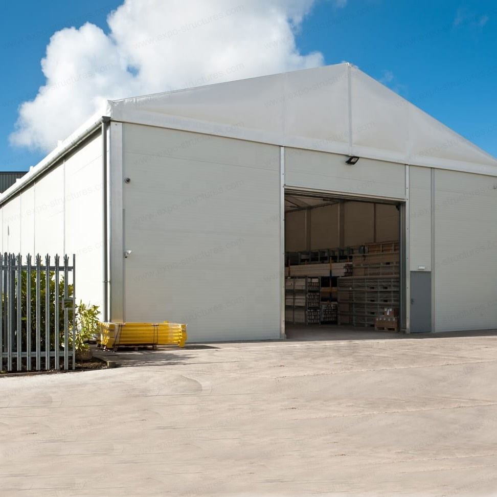 Großes Industrielager-Lagerzelt, UV-beständig, PVC, wasserdicht, feuerfest, Sandwich, langlebiges Stahlblech, Stoff, Logo für den Außenbereich