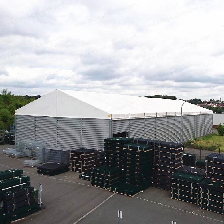 Großes Industrielager-Lagerzelt, UV-beständig, PVC, wasserdicht, feuerfest, Sandwich, langlebiges Stahlblech, Stoff, Logo für den Außenbereich