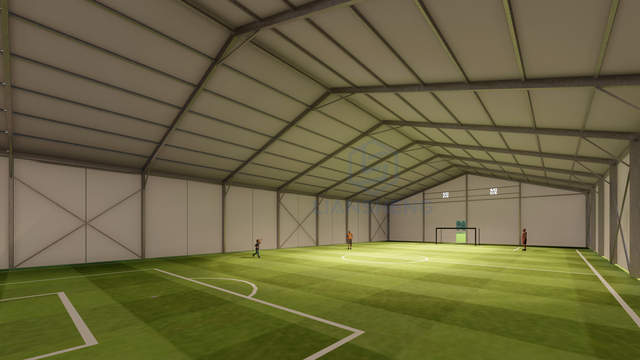 Isoliertes temporäres Lagerzelt für den Außenbereich, große zusätzliche Werkstatt, Sportlagerhalle, vorgefertigtes Industriezelt mit Aluminiumrahmen aus Metall