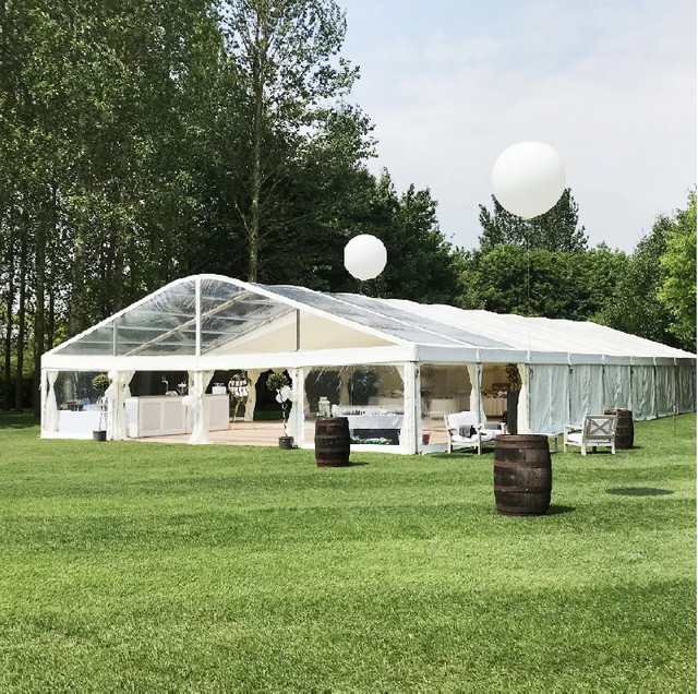 Luxuriöses, temporäres Orangerie-Glaszelt für große Kirchen im Freien für Veranstaltungen, Hochzeiten, Partys