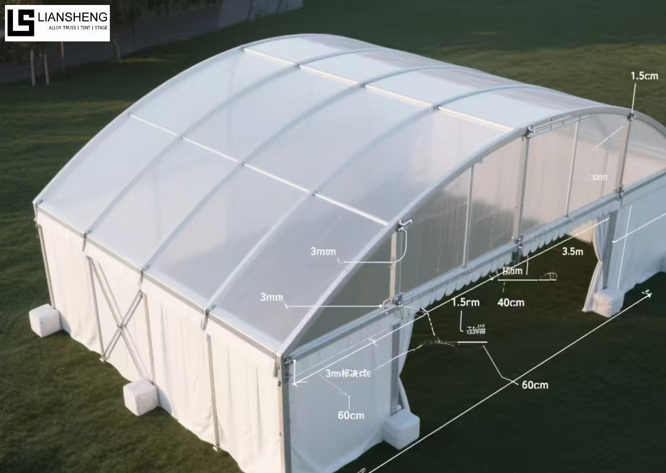 Gebogenes Festzelt aus Aluminium für Outdoor-Events und Hochzeitsfeiern