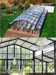 Kundenspezifisches modulares Atriumzelt aus Aluminium mit Wand aus gehärtetem Glas für Einkaufszentrum