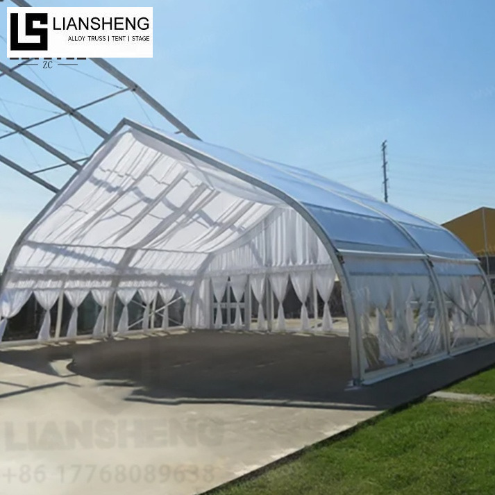 Pfirsichförmiges Zelt – Veranstaltungszelt mit gebogenem Dach und Aluminiumrahmen für Hochzeiten und Veranstaltungen